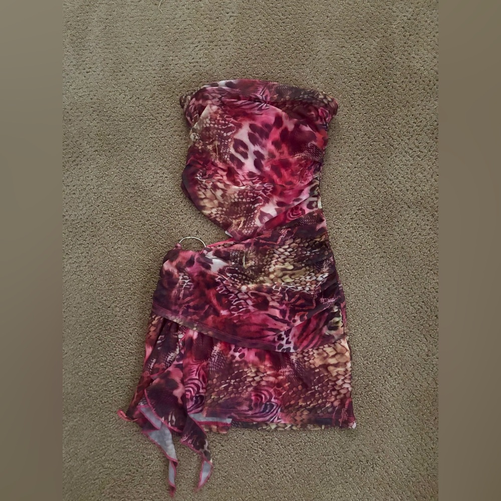 Windsor Vibrant Chic Leopard Snake Print Mini Dress - Picture 4 of 4